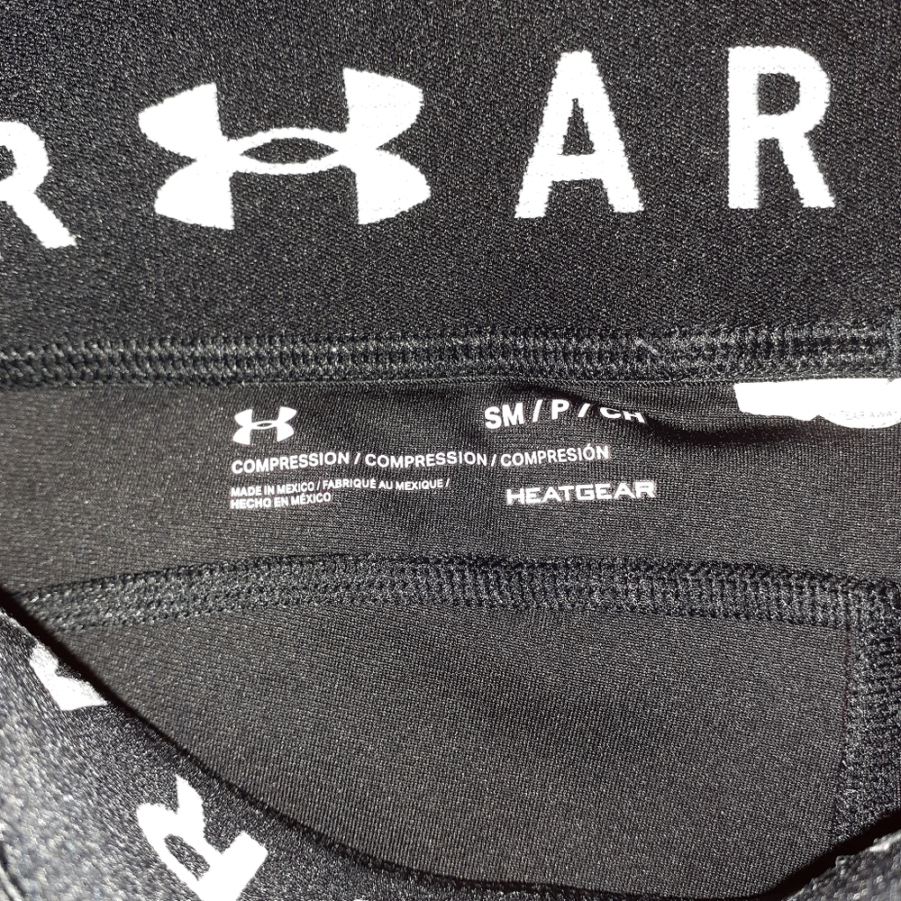 Under Armour Women's Black HeatGear Compression Printed Leggings Yoga Pants - Picture 5 of 5